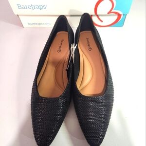 NWT Baretrap woven black flats, size 9